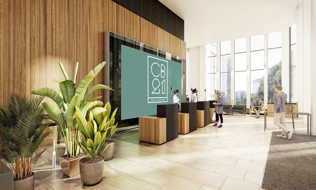 Hall d'accueil - immeuble bureaux Tour CB21 Paris La Défense