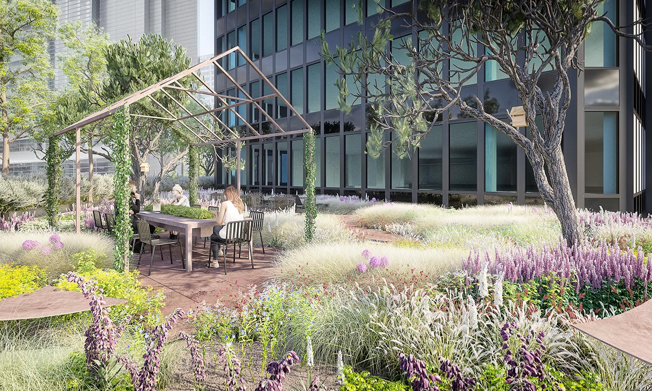jardin immeuble bureaux Tour CB21 Paris La Défense